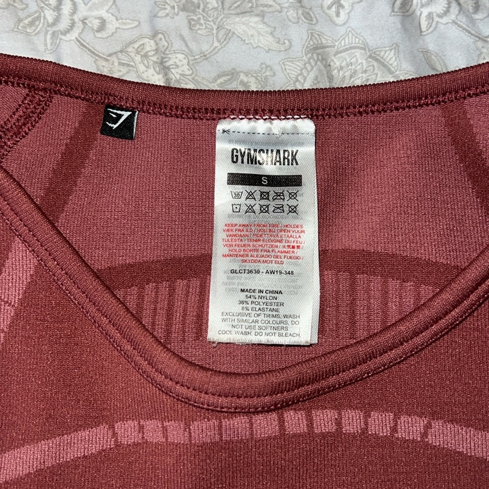 Gymshark set bundle pink geo mauve long sleeve crop and high waist capri Small - Picture 3 of 8